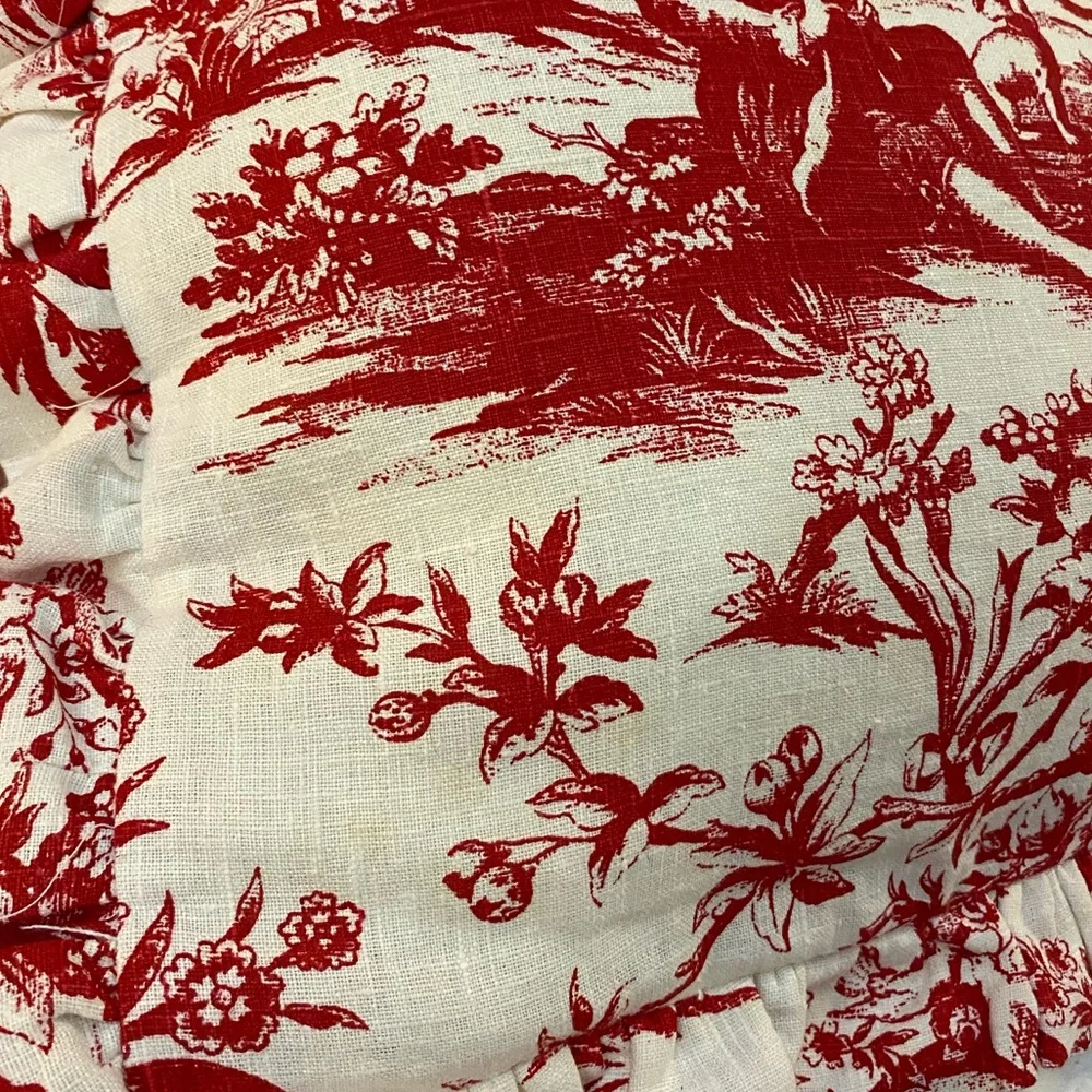 Authentique Vintage Pair of French Toile Euro-Shams 26 » Square ~ France ~ VGVC